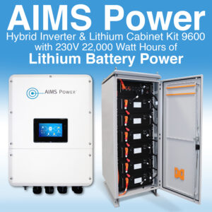 KIT Hybrid Pure Sine Inverter & Lithium Battery Cabinet - 9.6 kW Output 15 kW Solar Capacity | 22,114 Watt Hours Battery Cabinet