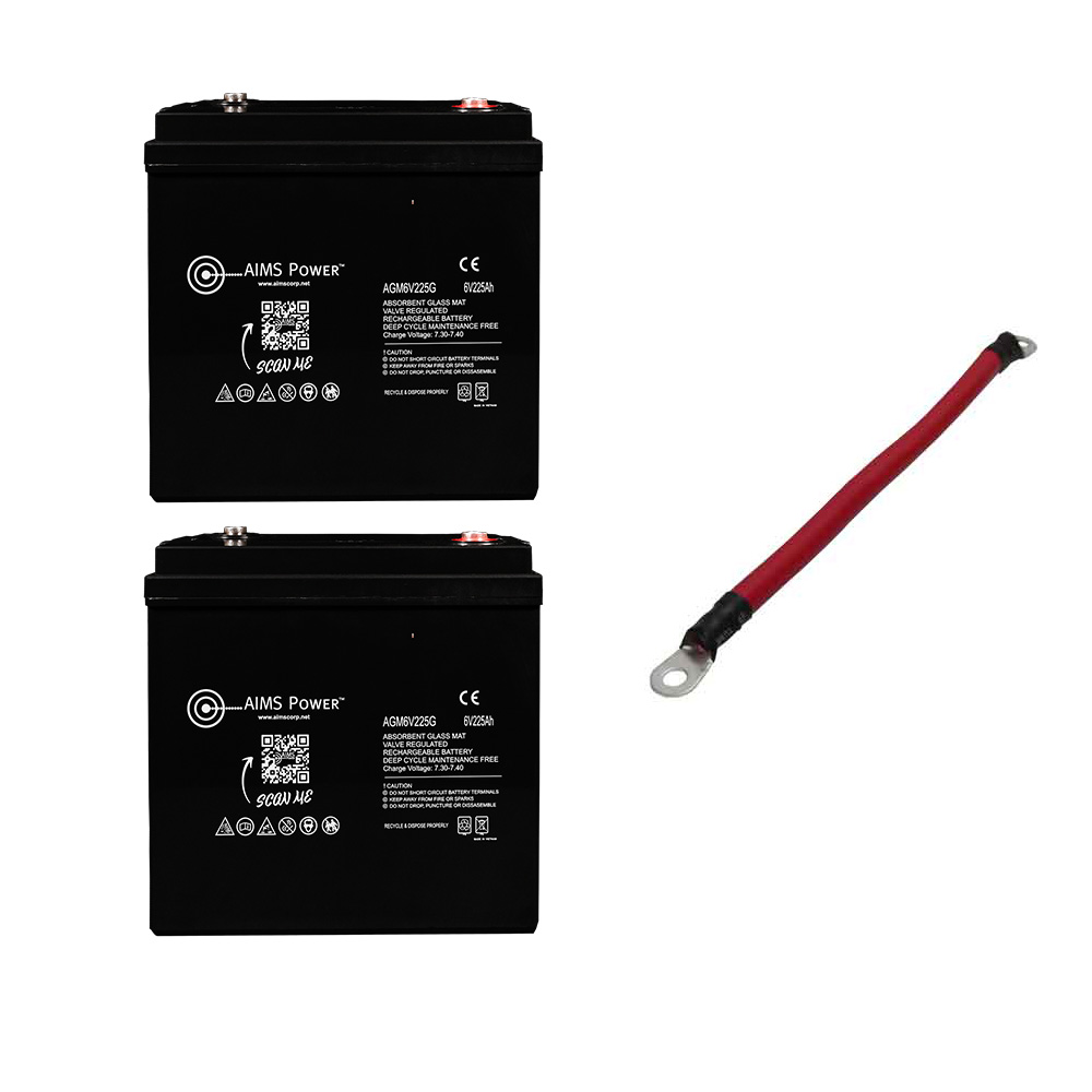NEW! 6 Volt 225Ah AGM 2 PK Deep Cycle Battery Heavy Duty GC2 - Includes ...