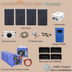 HC: PONDEROSA Solar 1320 Watt, Inverter Charger 6000 Watt & 15.9 kWh Lithium Battery | Complete Solar Power Kit for Large Appliances & Equipment